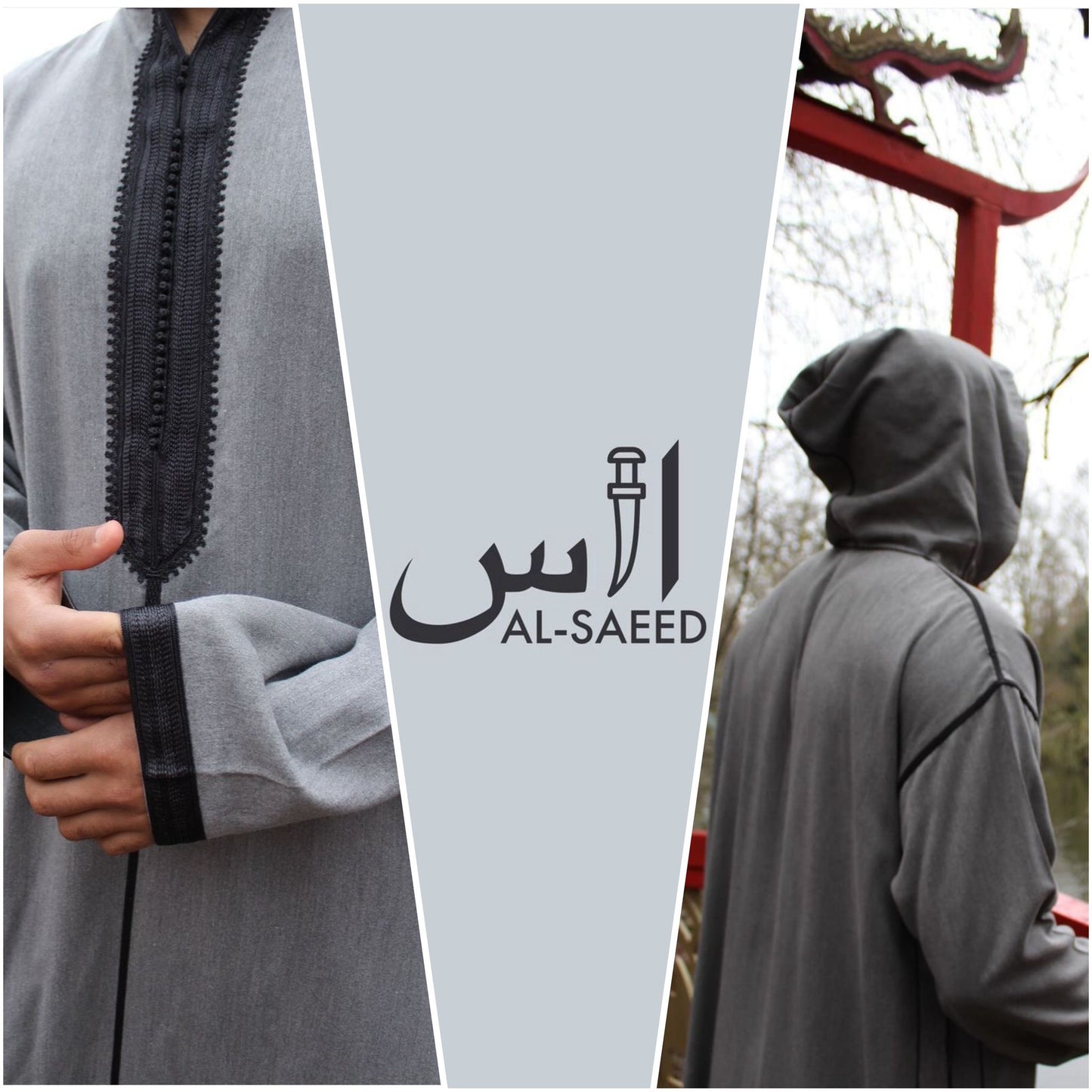 GREY HOODED MOROCCAN DJELLABA - LUNAR GREY