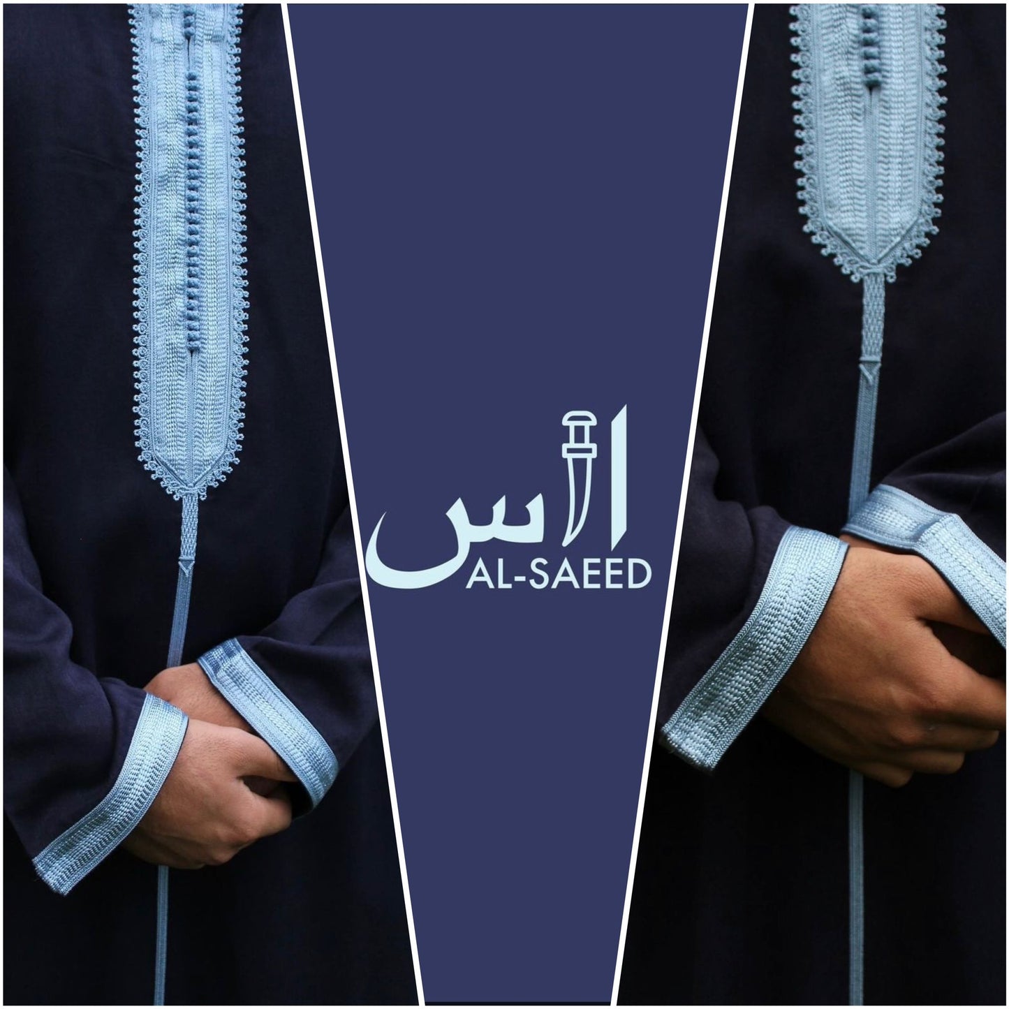 NAVY BLUE HOODED MOROCCAN DJELLABA