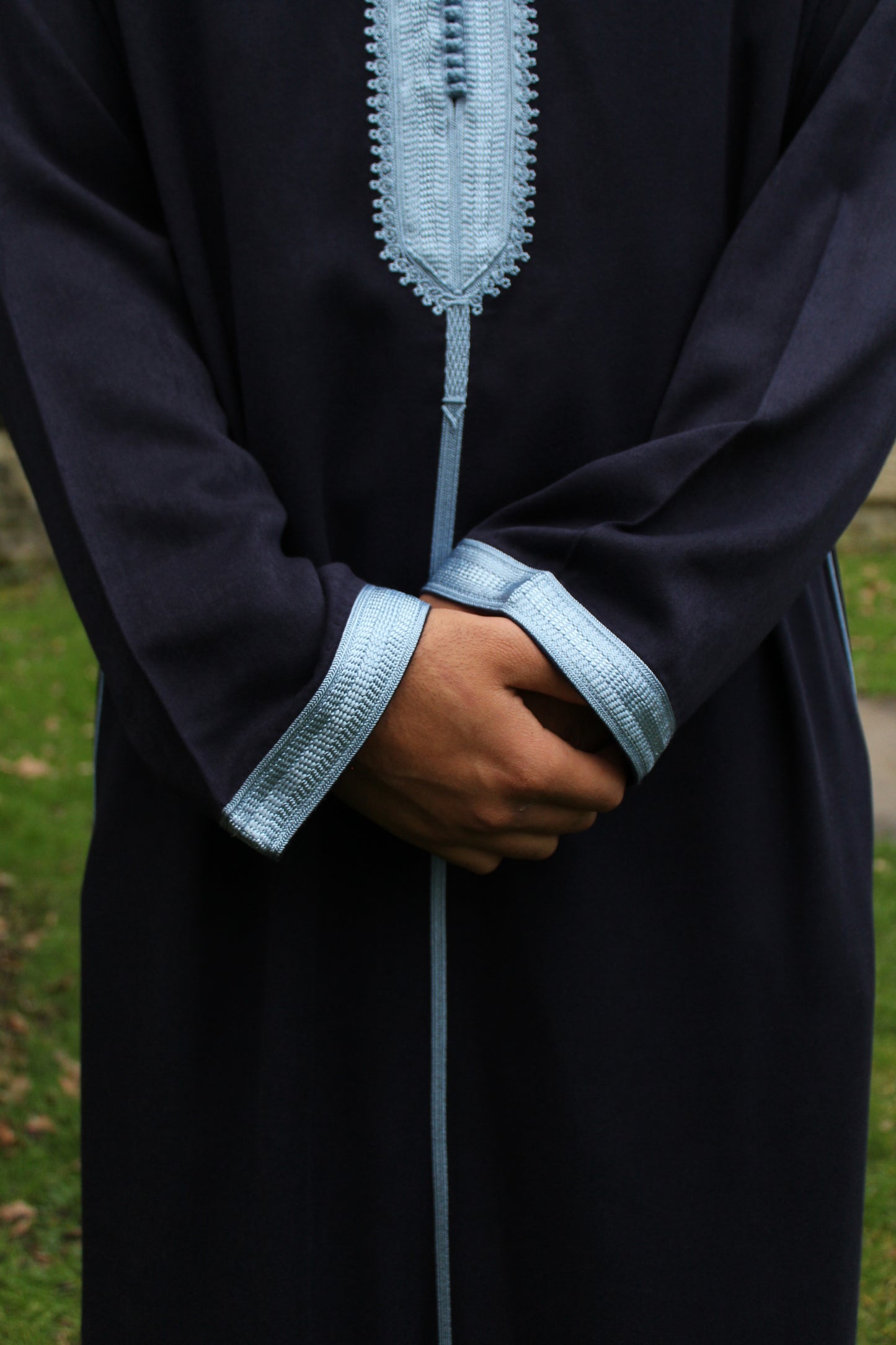 NAVY BLUE HOODED MOROCCAN DJELLABA