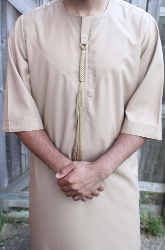 GOLDEN BROWN SHORT SLEEVE EMIRATI THOBE